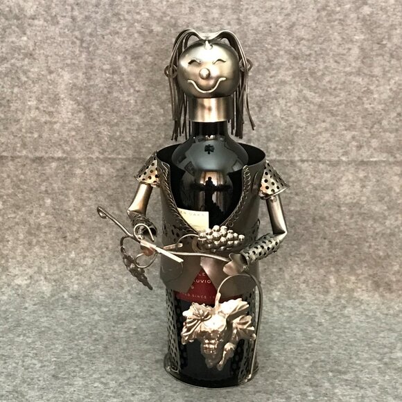 Metal Sculpture Wine Bottle Holder - Picture 2 of 7